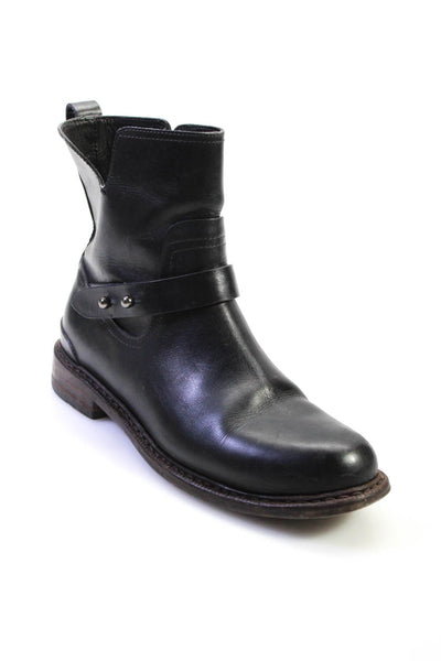Rag & Bone Womens Leather Round Toe Zip Up Ankle Boots Black Size 39 9
