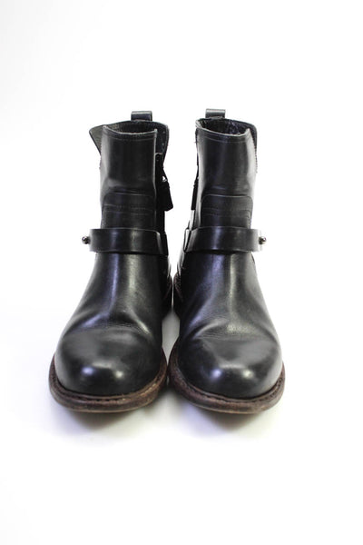 Rag & Bone Womens Leather Round Toe Zip Up Ankle Boots Black Size 39 9
