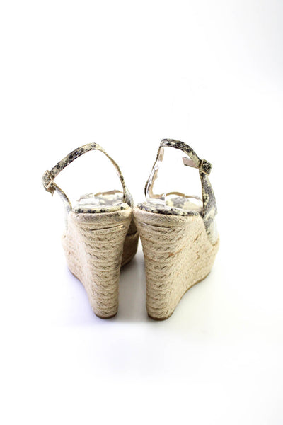 Jimmy Choo Womens Animal Print Open Toe Slingback Wedge Sandals Beige Size 39 9