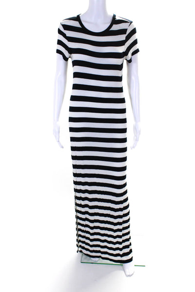 Michael Michael Kors Womens Jersey Knit Striped Fitted Maxi Dress Black Size XS