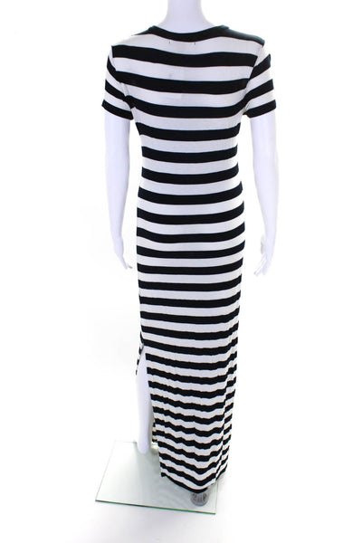 Michael Michael Kors Womens Jersey Knit Striped Fitted Maxi Dress Black Size XS
