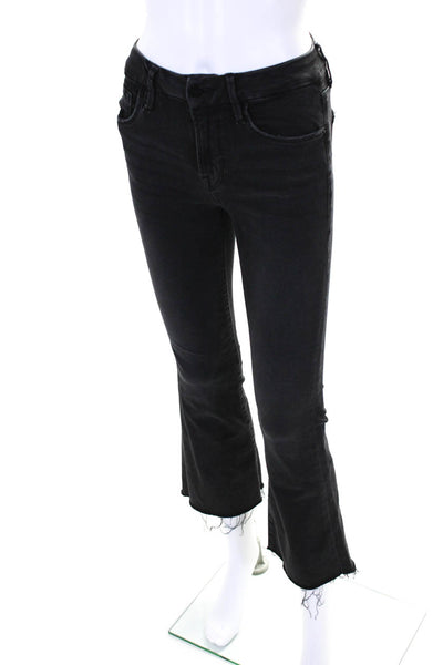 Frame Womens Mid Rise Fringe Le Crop Mini Boot Cut Jeans Gray Denim Size 24