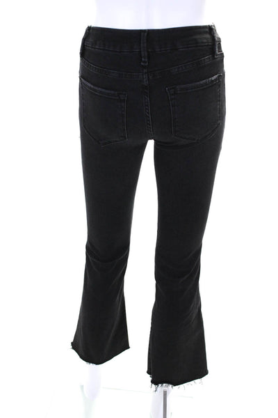 Frame Womens Mid Rise Fringe Le Crop Mini Boot Cut Jeans Gray Denim Size 24