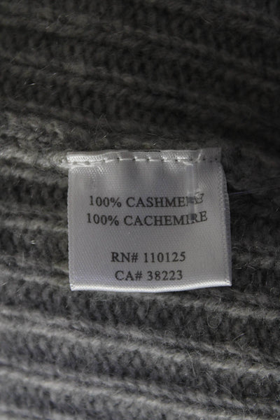 Qi Cashmere Womens Button Front Waffle Knit Belted Cardigan Sweater Gray Size XS