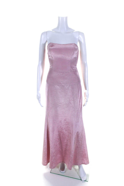 Nicole Miller Womens Back Zip Strapless Full Length Gown Pink Size 0