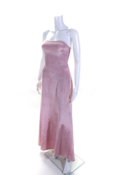 Nicole Miller Womens Back Zip Strapless Full Length Gown Pink Size 0