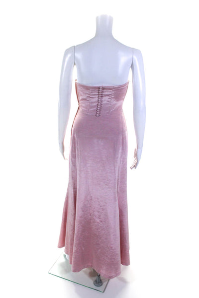 Nicole Miller Womens Back Zip Strapless Full Length Gown Pink Size 0