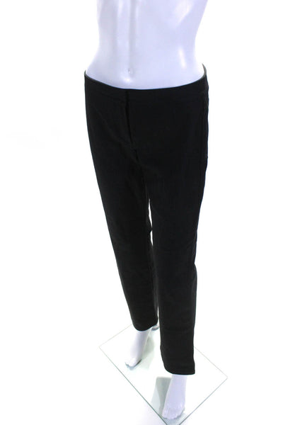 Theory Womens Cotton Hook & Eye Zipped Straight Leg Casual Pants Black Sz 4