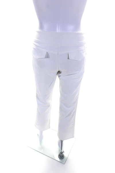 Nanette Lepore Womens Ribbed Textured Buttoned Zip Straight Pants White Size 4