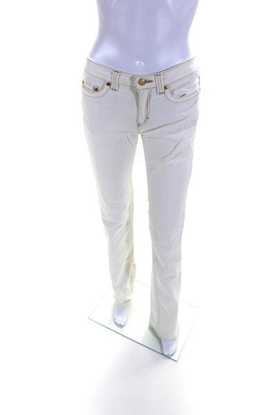 Roberto Cavalli Womens Cotton Buttoned Zipped Straight Pants White Size EUR40