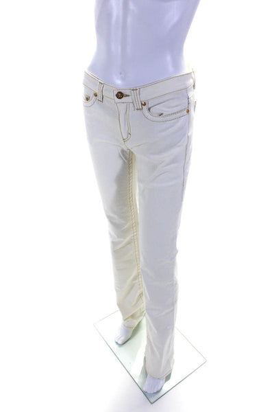 Roberto Cavalli Womens Cotton Buttoned Zipped Straight Pants White Size EUR40