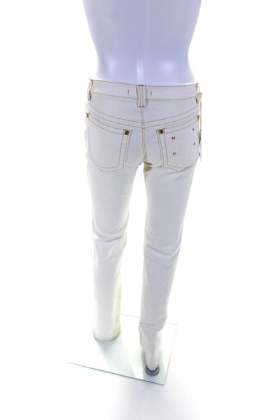 Roberto Cavalli Womens Cotton Buttoned Zipped Straight Pants White Size EUR40