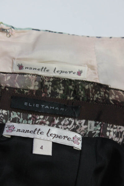 Nanette Lepore Elie Tahari Womens Silk Floral Peplum Skirts Pink Size 4 Lot 3