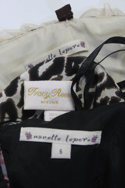 Nanette Lepore Tracey Reese Womens Silk Animal Print Tops Brown Size 6 Lot 3