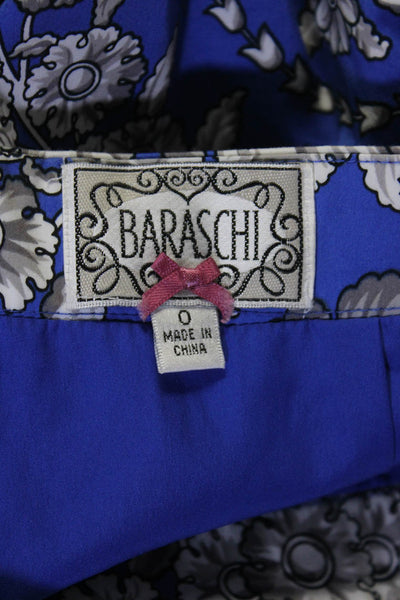 Baraschi Womens Floral Print Pencil Skirt Blue Cotton Size 0