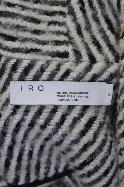 IRO Womens Button  Down Colipea Coat White Black Cotton Blend Size 32