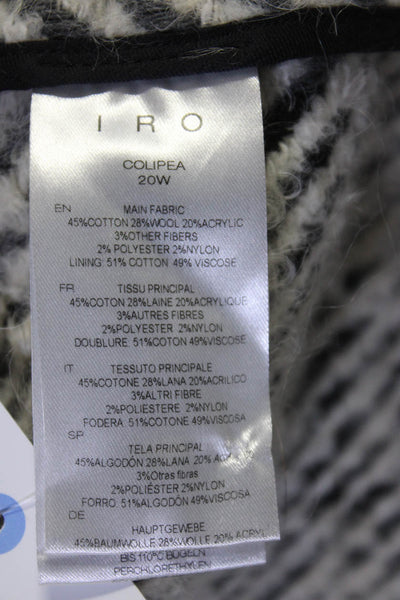 IRO Womens Button  Down Colipea Coat White Black Cotton Blend Size 32