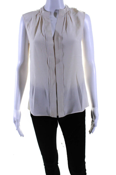 Derek Lam Womens Sleeveless V Neck Silk Top Blouse Cream White Size 2