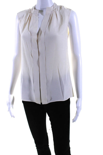 Derek Lam Womens Sleeveless V Neck Silk Top Blouse Cream White Size 2