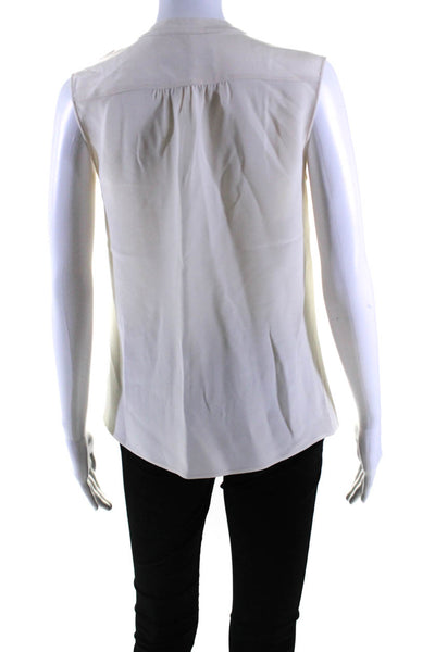 Derek Lam Womens Sleeveless V Neck Silk Top Blouse Cream White Size 2