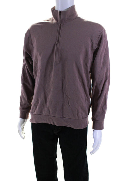 Designer Mens Half Zipper Long Sleeves High Neck Sweatshirt Brown Size Small