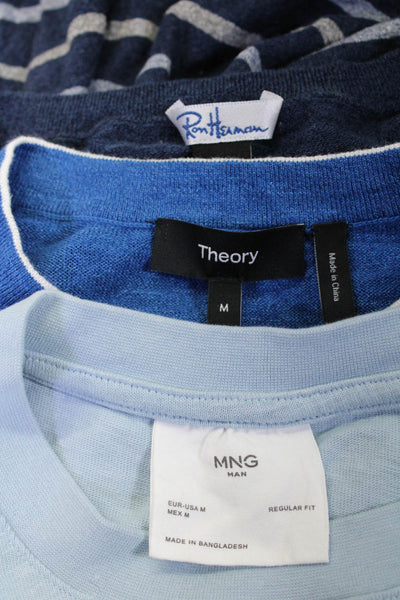 MNG Ron Herman Theory Mens Tee Shirt Sweaters Blue Cotton Size Medium Lot 3