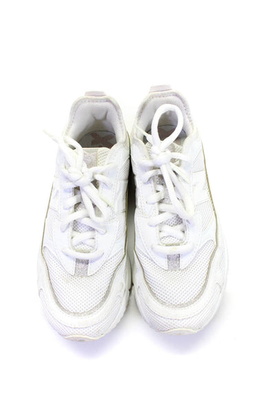 New Balance Womens Knit Leather Glitter Trim Trainers Sneakers White Size 7