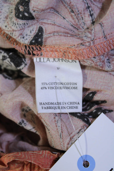Ulla Johnson Womens Floral Print Shorts Pink Black Cotton Size Petite