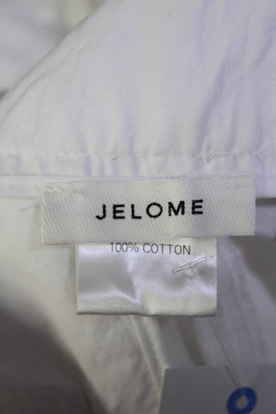 Jelome Womens Pleated Front High Rise Pants White Cotton Size Small