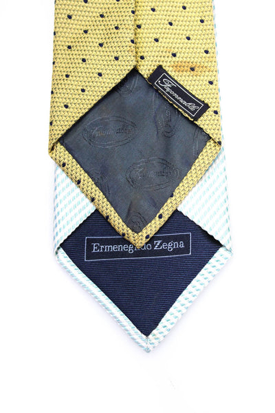 Faconnable Ermenegildo Zegna Mens Silk Neckties Yellow Green Lot 2