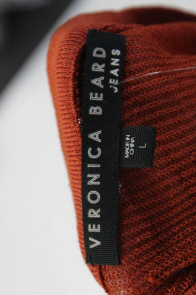 Veronica Beard Womens Knotted Hem Knit Sleeveless Top Blouse Orange Size Large