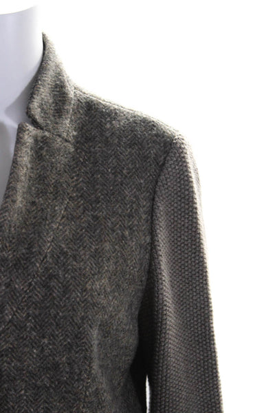 Peter Elliot Womens Chunky Knit Sleeve Herringbone Blazer Jacket Gray Size IT 46