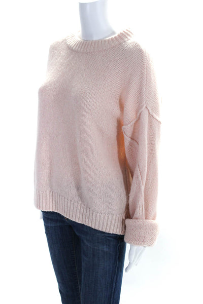 Tory Burch Womens Convertible Turtleneck Thick Knit Sweater Light Pink Small