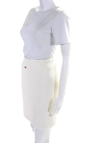 Akris Punto Womens Textured Knit Mini Pencil Skirt White Size 8