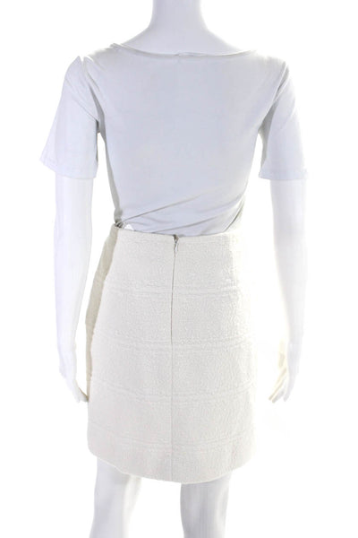 Akris Punto Womens Textured Knit Mini Pencil Skirt White Size 8