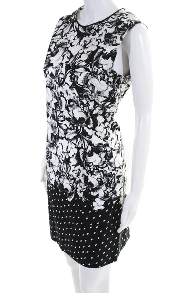 Erdem Womens Floral Sleeveless Crew Neck Sheath Dress Black White Size 8