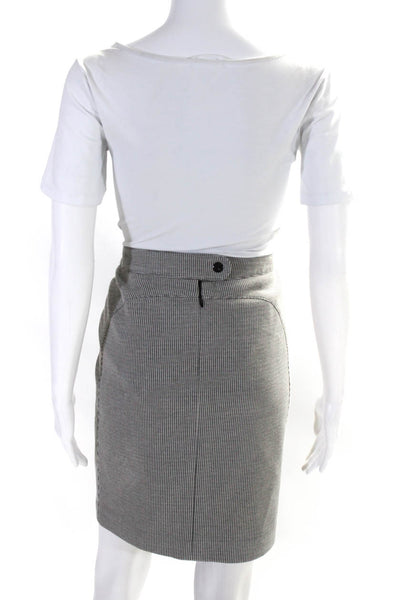 Akris Punto Womens Houndstooth Pencil Skirt Top Blouse Set Black White Size 6 8