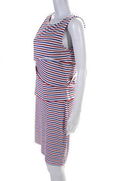 J. Mclaughlin Womens Striped Sleeveless Body Con Dress White Size Medium