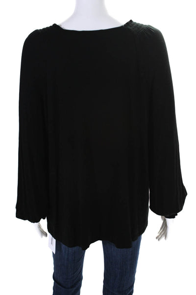 Boden Womens Long Sleeves Key Hole Neck Blouse Black Size 10