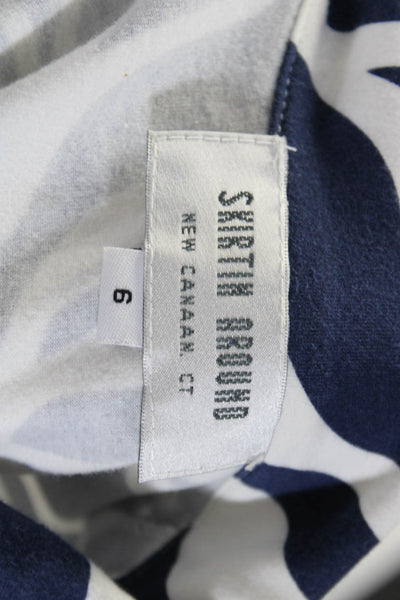 Skirtin Around Womens Half Button Polo Shirt Navy Blue White Cotton Size 6