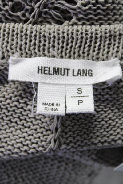 Helmut Lang Womens Gray Open Knit Linen Crew Neck Short Sleeve Blouse Top Size S