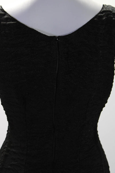 Lanvin Womens Black Textured Faux Pearls Detail Sleeveless Shift Dress Size 44