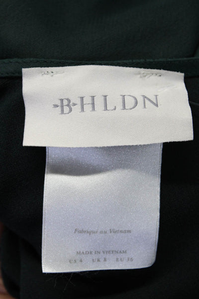 BHLDN Womens Dark Green V-Neck Short Sleeve Shift Gown Dress Size 4