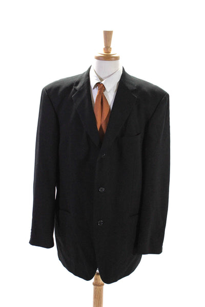 Boss Hugo Boss Mens Wool Notched Collar Button Up Jacket Blazer Black Size 44R