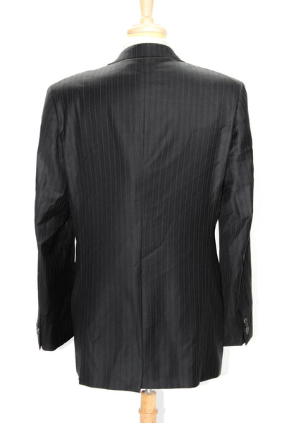 Valentino Mens Wool Pin Striped Notched Collar Blazer Jacket Black Size 42