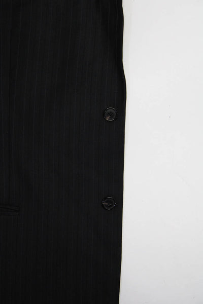 Valentino Mens Wool Pin Striped Notched Collar Blazer Jacket Black Size 42