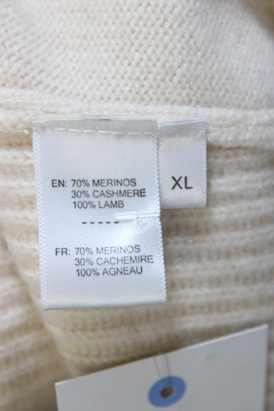 Max And Moi Womens Long Sleeves Wrap Sweater White Wool Size Extra Large