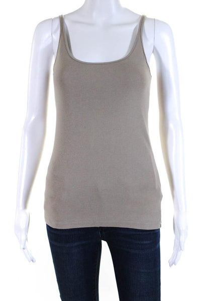 Eileen Fisher Womens Organic Cotton Stretch Scoop Neck Tank Top Beige Size S