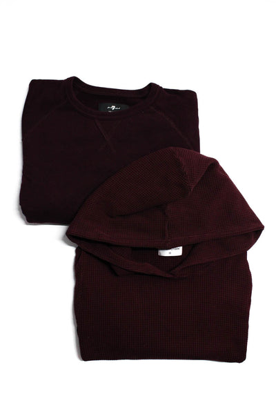 7 For All Mankind Cotton Citizen Womens Cotton Tops Burgundy Size XS M Lot 2