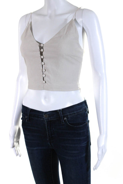 Bec & Bridge Womens V-Neck Sleeveless Button Up Tank Top Blouse Beige Size 4